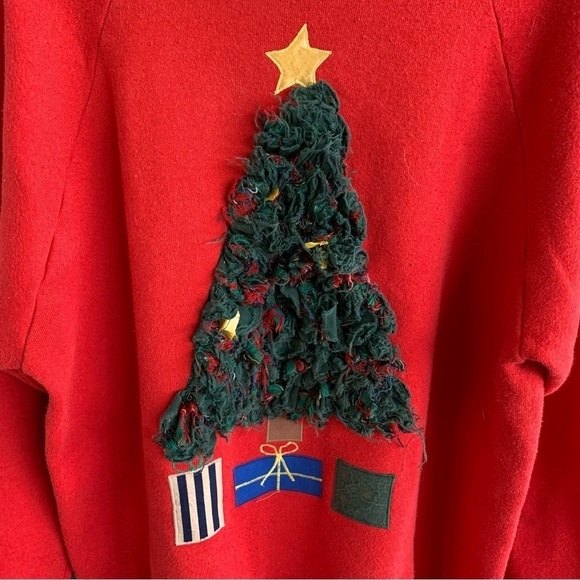 Vintage Christmas Tree Holiday Crewneck Sweatshirt Adult Size Large - Picture 2 of 6